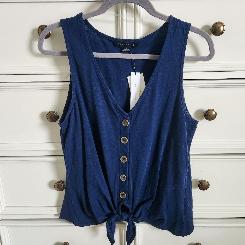 NWT Sanctuary Navy Button Down Tank Top